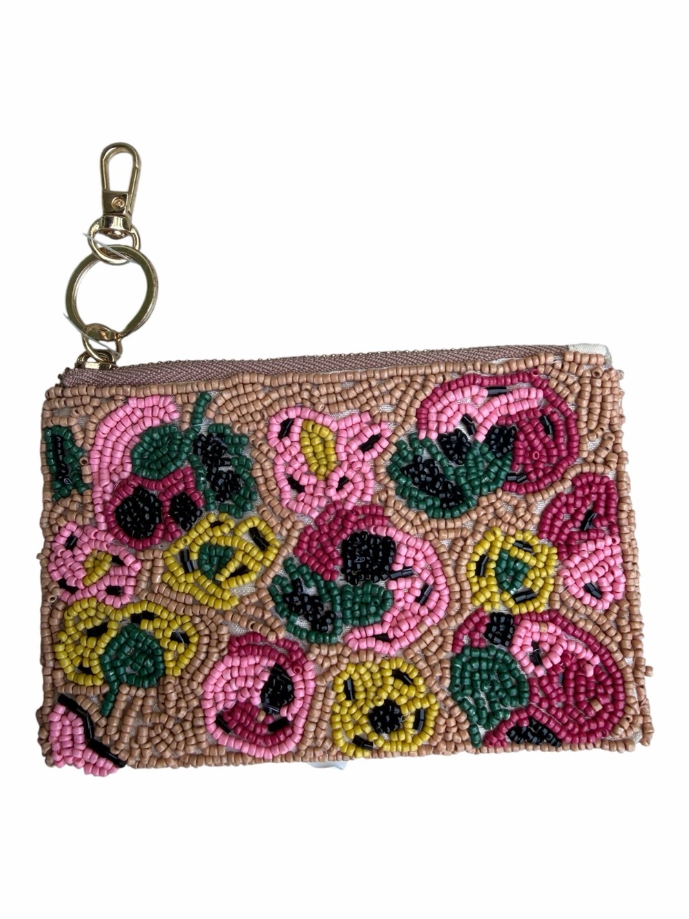 ON 34TH Whimsical Floral Beaded Coin Purse Keychain Wallet Bag Charm